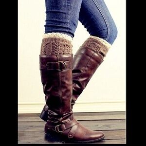 Boot topper sock with lace